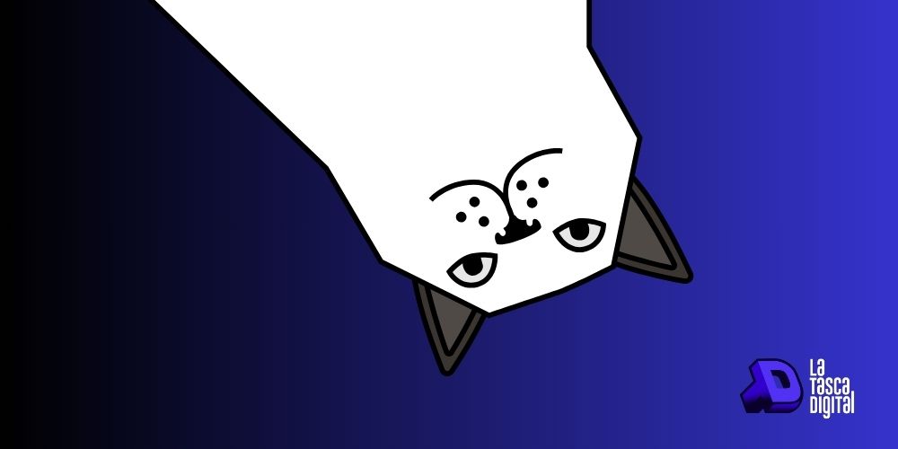 Ilustración de un gato, muy relacionado a un meme de gatos. Imagen utilizada para hablar sobre contenido atractivo en comunicaciones digitales. Imagen de elaboración propia con Canva: La Tasca Digital
