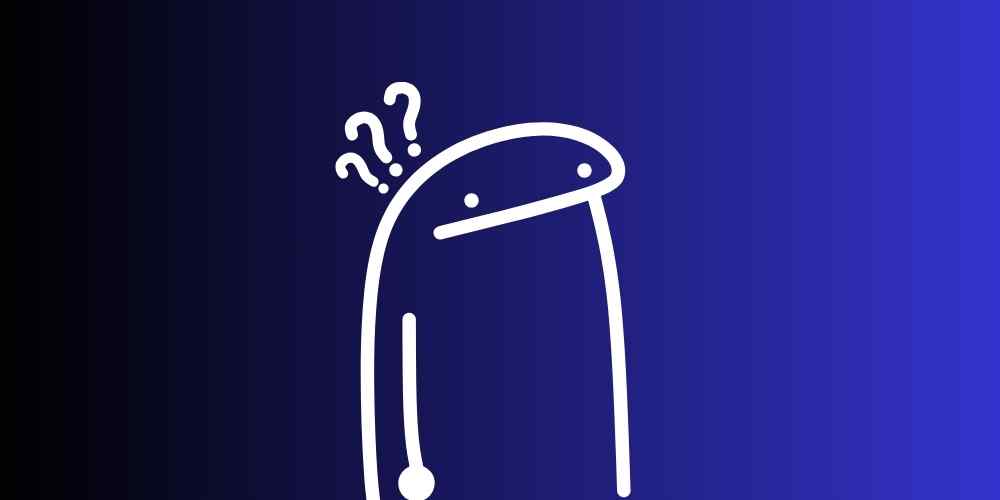 Ilustracion de un muñeco de meme con 2 signos de interrogación en la cabeza. El meme es un muñeco medio ovalado, sin piernas, solo un brazo y cara sin mayor expresion